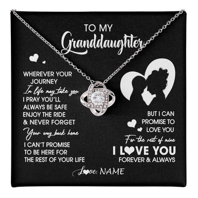 Love Knot Necklace 14K White Gold Finish | 1 | Personalized To My Granddaughter Necklace From Grandma Wherever Your Journey Granddaughter Birthday Gifts Graduation Christmas Customized Gift Box Message Card | teecentury