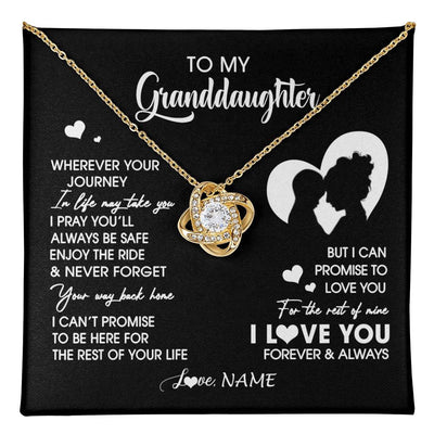 Love Knot Necklace 18K Yellow Gold Finish | 1 | Personalized To My Granddaughter Necklace From Grandma Wherever Your Journey Granddaughter Birthday Gifts Graduation Christmas Customized Gift Box Message Card | teecentury