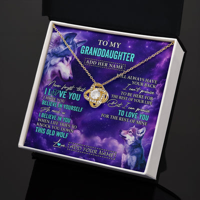 Love Knot Necklace 18K Yellow Gold Finish | 2 | Personalized To My Granddaughter Necklace From Grandma Wolf Never Forget I Love You Granddaughter Birthday Gifts Graduation Christmas Gift Box Message Card Shirt & Hoodie | https://teecentury.