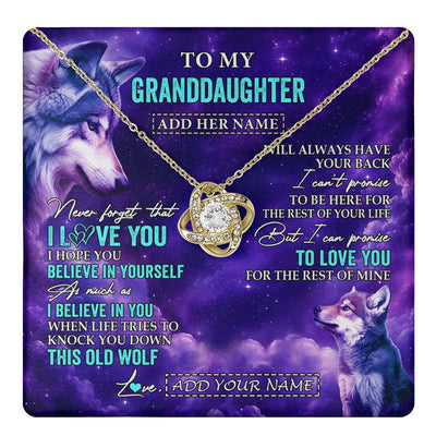 Love Knot Necklace 18K Yellow Gold Finish | 1 | Personalized To My Granddaughter Necklace From Grandma Wolf Never Forget I Love You Granddaughter Birthday Gifts Graduation Christmas Gift Box Message Card Shirt & Hoodie | https://teecentury.