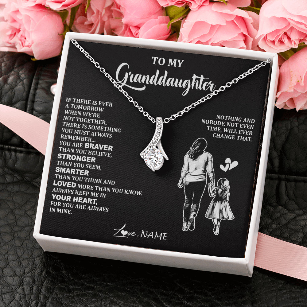 Alluring Beauty Necklace 14K White Gold Finish | 2 | Personalized To My Granddaughter Necklace From Grandma You Are Always In Mine Beautiful Granddaughter Birthday Graduation Christmas With Gift Box Message Card | teecentury