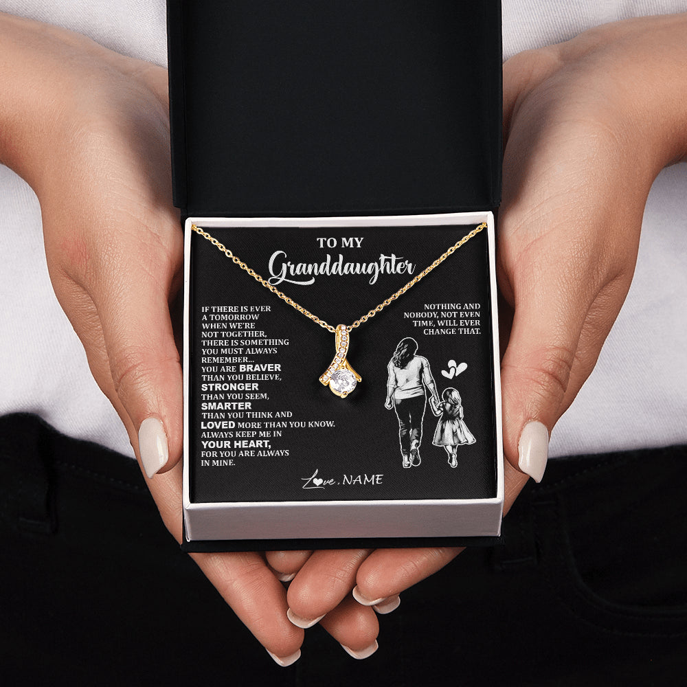 Alluring Beauty Necklace 18K Yellow Gold Finish | 2 | Personalized To My Granddaughter Necklace From Grandma You Are Always In Mine Beautiful Granddaughter Birthday Graduation Christmas With Gift Box Message Card | teecentury