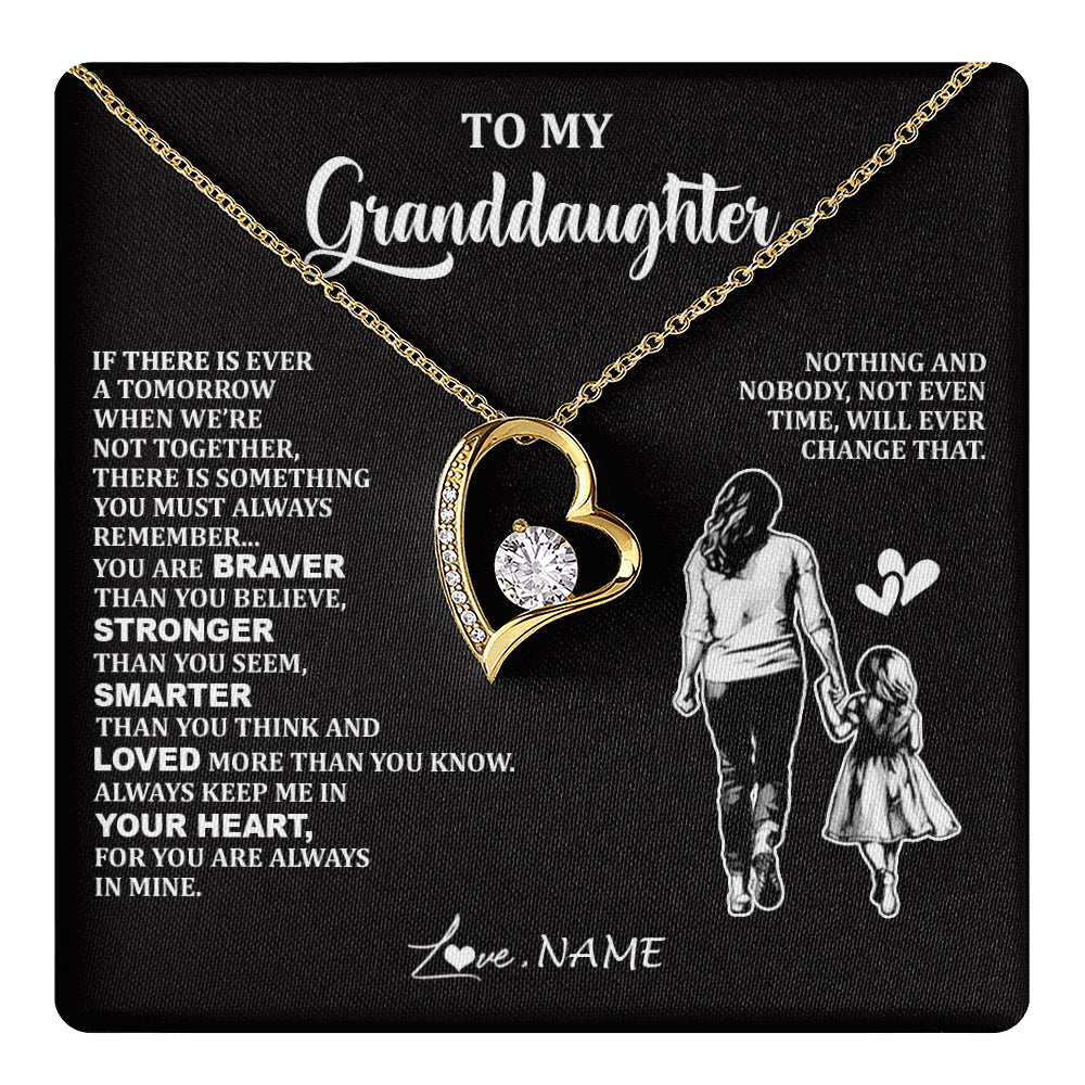 Forever Love Necklace 18K Yellow Gold Finish | 1 | Personalized To My Granddaughter Necklace From Grandma You Are Always In Mine Beautiful Granddaughter Birthday Graduation Christmas With Gift Box Message Card | teecentury