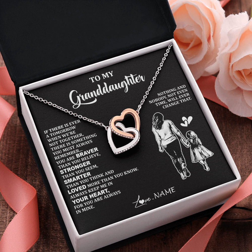 Interlocking Hearts Necklace Stainless Steel & Rose Gold Finish | 2 | Personalized To My Granddaughter Necklace From Grandma You Are Always In Mine Beautiful Granddaughter Birthday Graduation Christmas With Gift Box Message Card | teecentury