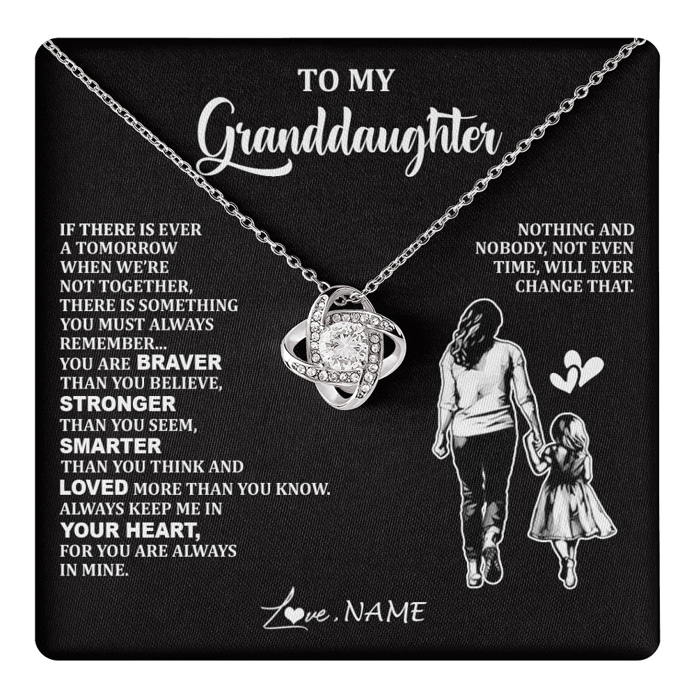 Love Knot Necklace 14K White Gold Finish | 1 | Personalized To My Granddaughter Necklace From Grandma You Are Always In Mine Beautiful Granddaughter Birthday Graduation Christmas With Gift Box Message Card | teecentury