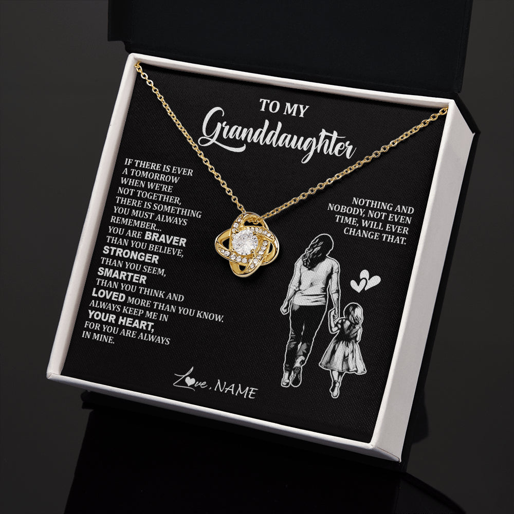 Love Knot Necklace 18K Yellow Gold Finish | 2 | Personalized To My Granddaughter Necklace From Grandma You Are Always In Mine Beautiful Granddaughter Birthday Graduation Christmas With Gift Box Message Card | teecentury
