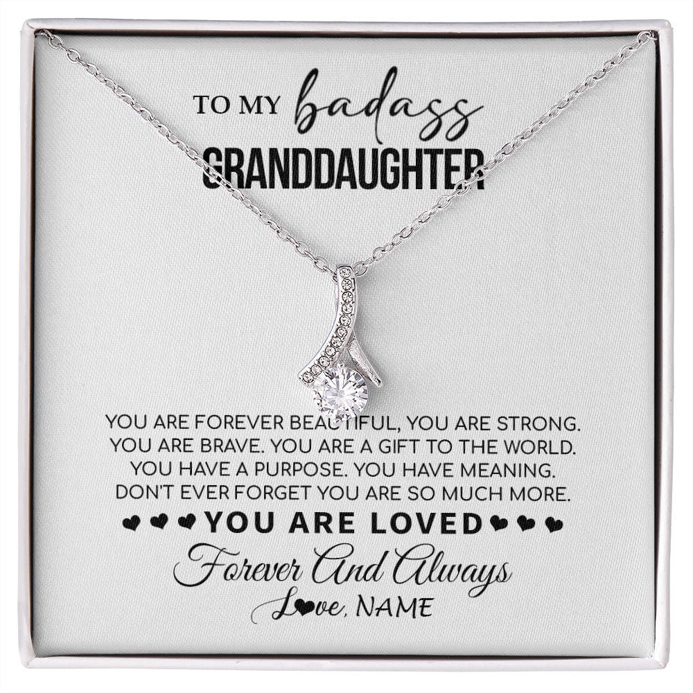 Alluring Beauty Necklace | Personalized To My Granddaughter Necklace From Grandma You Are Forever Beautiful Granddaughter Birthday Graduation Christmas Customized Gift Box Message Card | teecentury