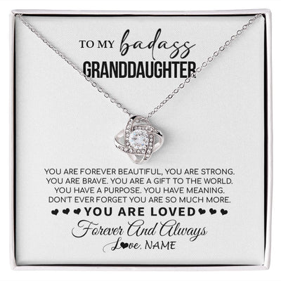 Love Knot Necklace | Personalized To My Granddaughter Necklace From Grandma You Are Forever Beautiful Granddaughter Birthday Graduation Christmas Customized Gift Box Message Card | teecentury