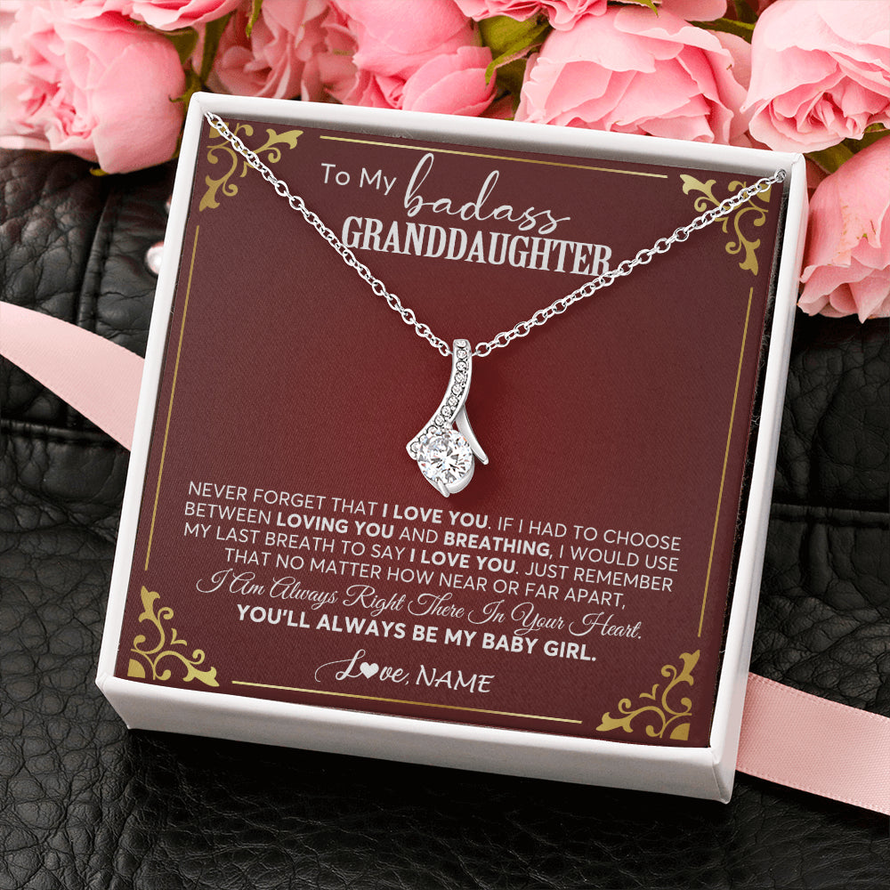 Alluring Beauty Necklace 14K White Gold Finish | 2 | Personalized To My Granddaughter Necklace From Grandma You'Ll Always Be My Baby Girl Granddaughter Birthday Christmas Customized Gift Box Message Card | teecentury