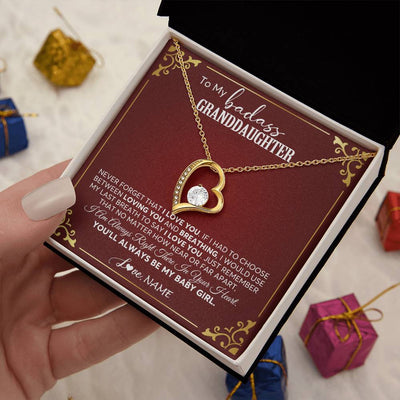 Forever Love Necklace 18K Yellow Gold Finish | 2 | Personalized To My Granddaughter Necklace From Grandma You'Ll Always Be My Baby Girl Granddaughter Birthday Christmas Customized Gift Box Message Card | teecentury