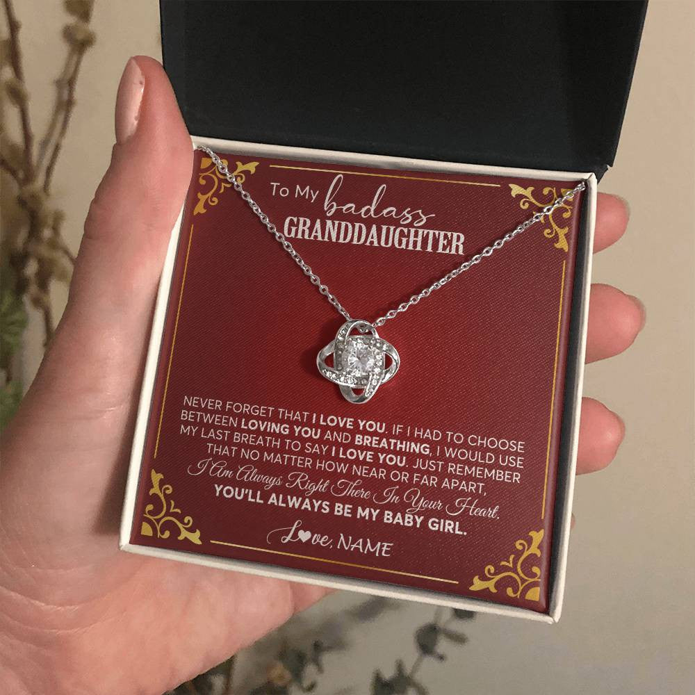 Love Knot Necklace 14K White Gold Finish | 2 | Personalized To My Granddaughter Necklace From Grandma You'Ll Always Be My Baby Girl Granddaughter Birthday Christmas Customized Gift Box Message Card | teecentury