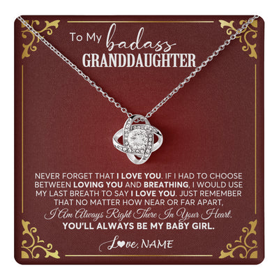 Love Knot Necklace 14K White Gold Finish | 1 | Personalized To My Granddaughter Necklace From Grandma You'Ll Always Be My Baby Girl Granddaughter Birthday Christmas Customized Gift Box Message Card | teecentury