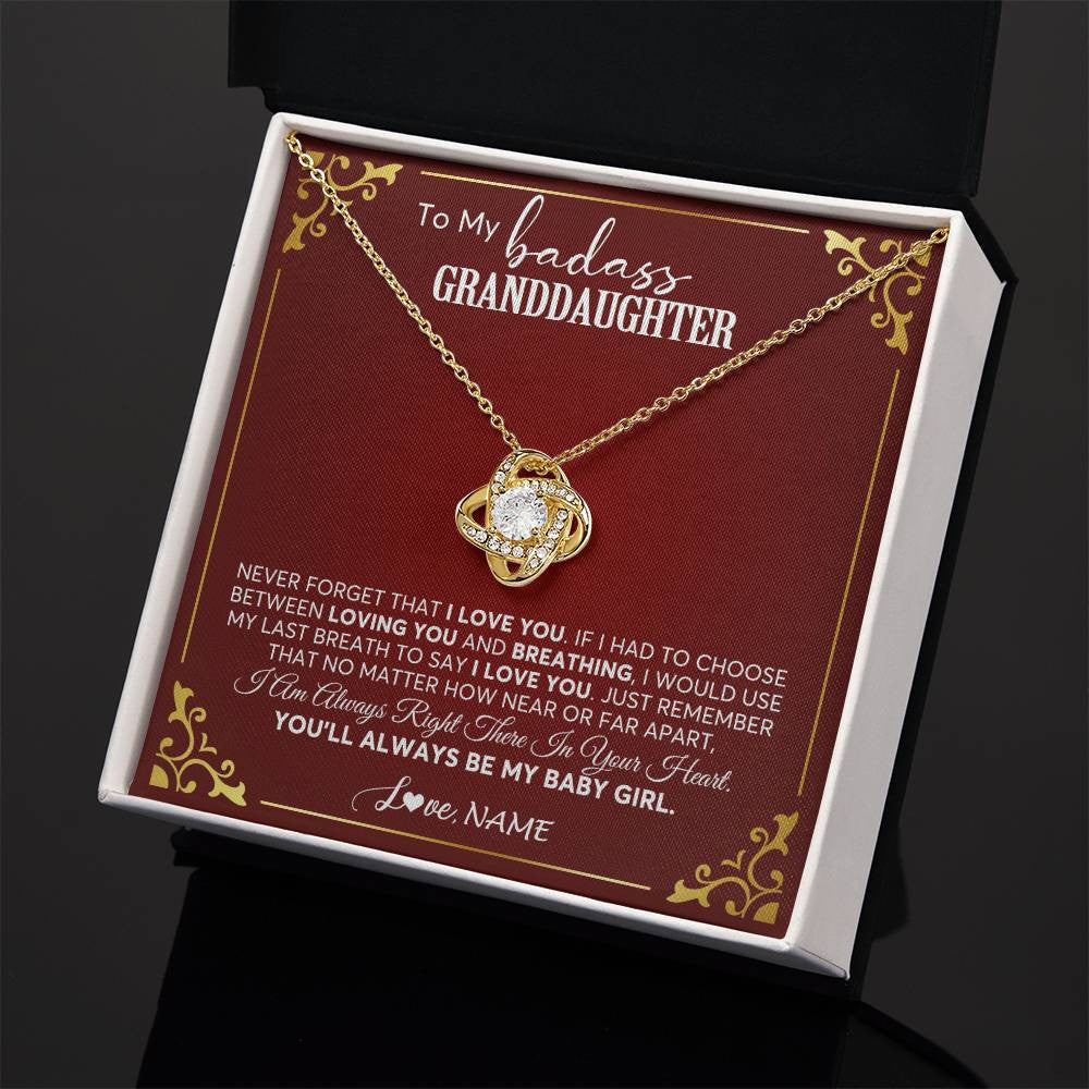 Love Knot Necklace 18K Yellow Gold Finish | 2 | Personalized To My Granddaughter Necklace From Grandma You'Ll Always Be My Baby Girl Granddaughter Birthday Christmas Customized Gift Box Message Card | teecentury