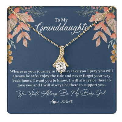 Alluring Beauty Necklace 18K Yellow Gold Finish | 1 | Personalized To My Granddaughter Necklace From Grandma You Will Always Be My Baby Granddaughter Jewelry Birthday Christmas Customized Gift Box Message Card | teecentury