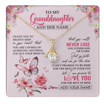 Alluring Beauty Necklace 18K Yellow Gold Finish | 1 | Personalized To My Granddaughter Necklace From Grandma You Will Never Lose Butterfly Granddaughter Birthday Gifts Graduation Christmas Gift Box Message Card | teecentury