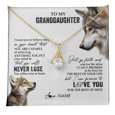 Alluring Beauty Necklace 18K Yellow Gold Finish | 1 | Personalized To My Granddaughter Necklace From Grandma You Will Never Lose Wolf Granddaughter Birthday Graduation Christmas Customized Gift Box Message Card | teecentury