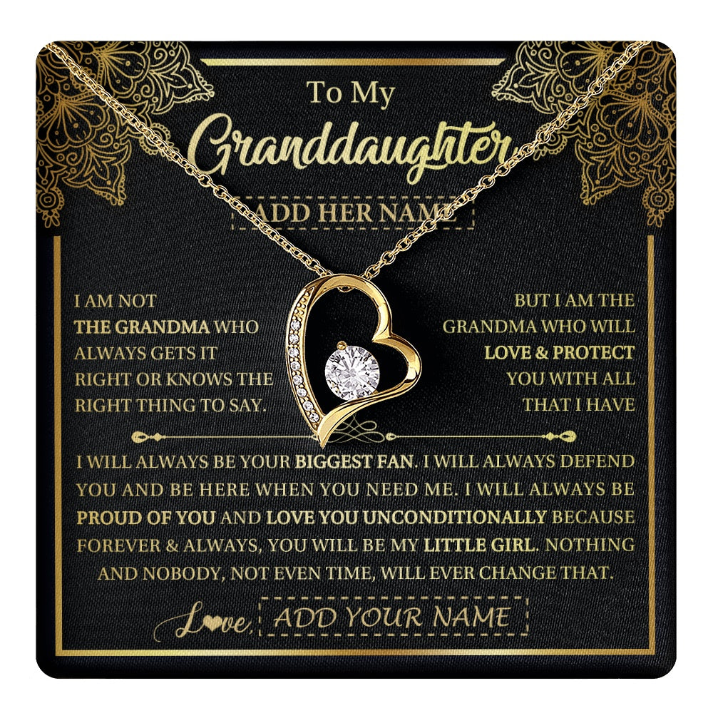 Forever Love Necklace 18K Yellow Gold Finish | 1 | Personalized To My Granddaughter Necklace From Grandma Your Biggest Fan Birthday Gifts For Granddaughter Gifts Christmas Jewelry Custom Gift Box Message Card | teecentury.myshopify