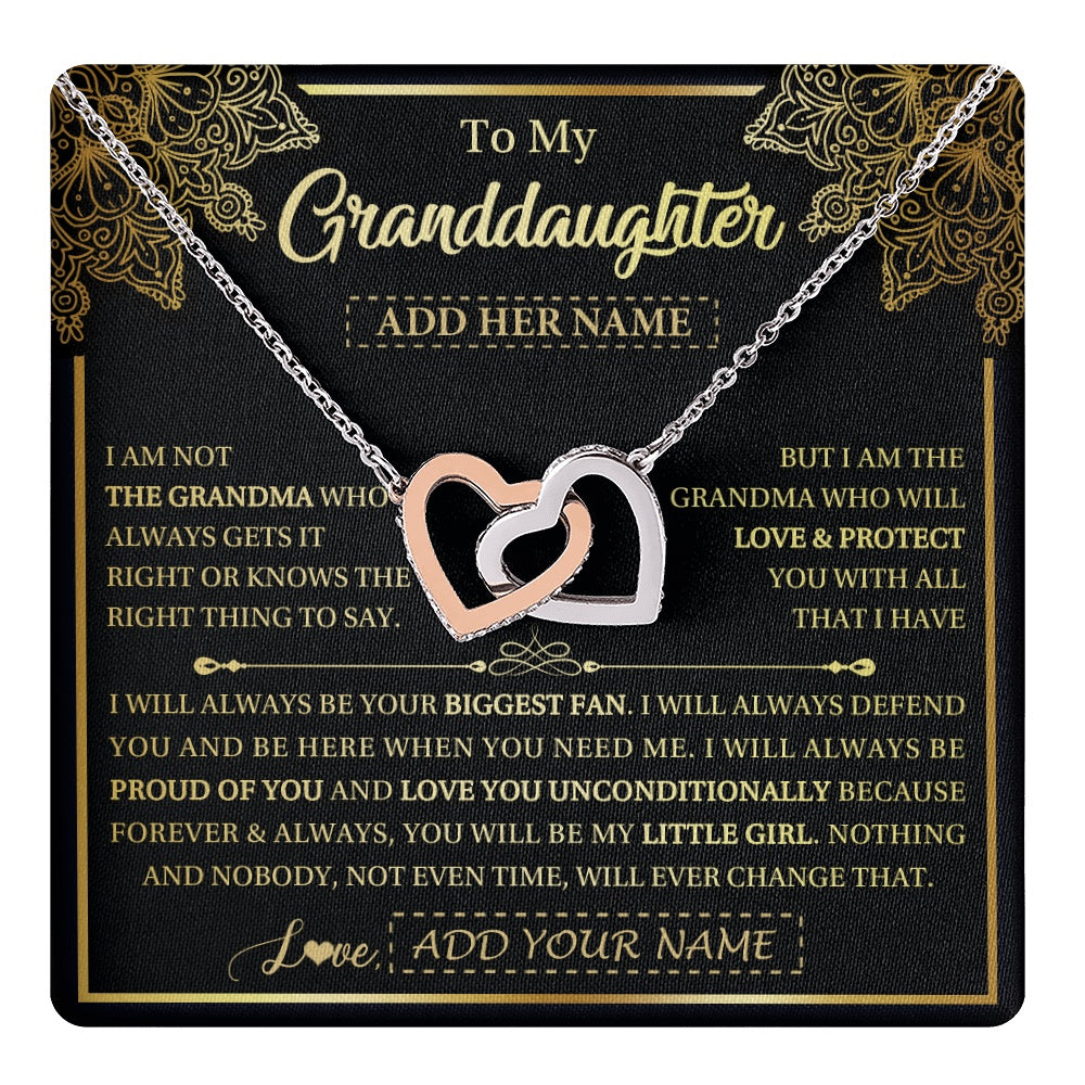 Interlocking Hearts Necklace Stainless Steel & Rose Gold Finish | 1 | Personalized To My Granddaughter Necklace From Grandma Your Biggest Fan Birthday Gifts For Granddaughter Gifts Christmas Jewelry Custom Gift Box Message Card | teecentury.myshopify