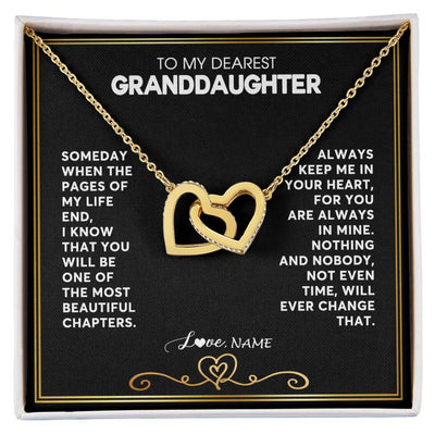 Interlocking Hearts Necklace 18K Yellow Gold Finish | 1 | Personalized To My Granddaughter Necklace From Grandmother Papa When The Pages Of My Life End Granddaughter Birthday Christmas Customized Gift Box Message Card | teecentury