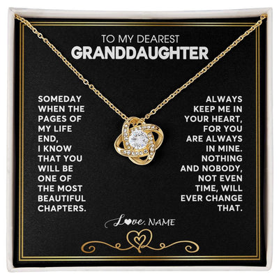 Love Knot Necklace 18K Yellow Gold Finish | 1 | Personalized To My Granddaughter Necklace From Grandmother Papa When The Pages Of My Life End Granddaughter Birthday Christmas Customized Gift Box Message Card | teecentury