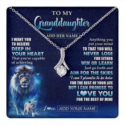 Alluring Beauty Necklace 14K White Gold Finish | 1 | Personalized To My Granddaughter Necklace From Grandpa Believe Your Heart Granddaughter Gift Birthday Graduation Christmas Customized Gift Box Message Card | teecentury.myshopify
