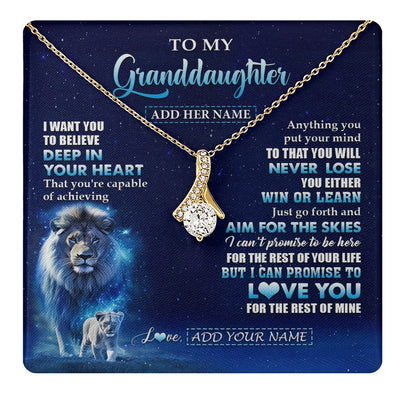 Alluring Beauty Necklace 18K Yellow Gold Finish | 1 | Personalized To My Granddaughter Necklace From Grandpa Believe Your Heart Granddaughter Gift Birthday Graduation Christmas Customized Gift Box Message Card | teecentury.myshopify