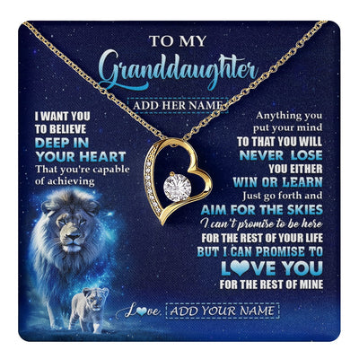Forever Love Necklace 18K Yellow Gold Finish | 1 | Personalized To My Granddaughter Necklace From Grandpa Believe Your Heart Granddaughter Gift Birthday Graduation Christmas Customized Gift Box Message Card | teecentury.myshopify