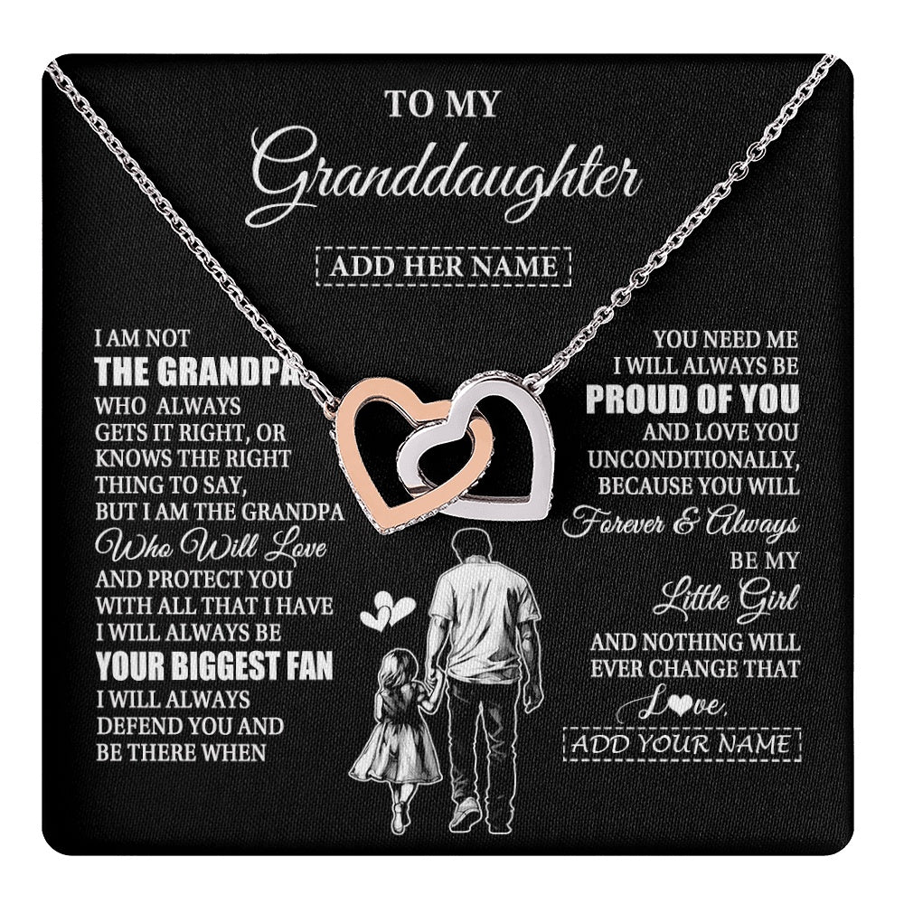 Interlocking Hearts Necklace Stainless Steel & Rose Gold Finish | 1 | Personalized To My Granddaughter Necklace From Grandpa Biggest Fan Birthday Gifts For Granddaughter From Grandparents Christmas Custom Gift Box Message Card | teecentury.myshopify