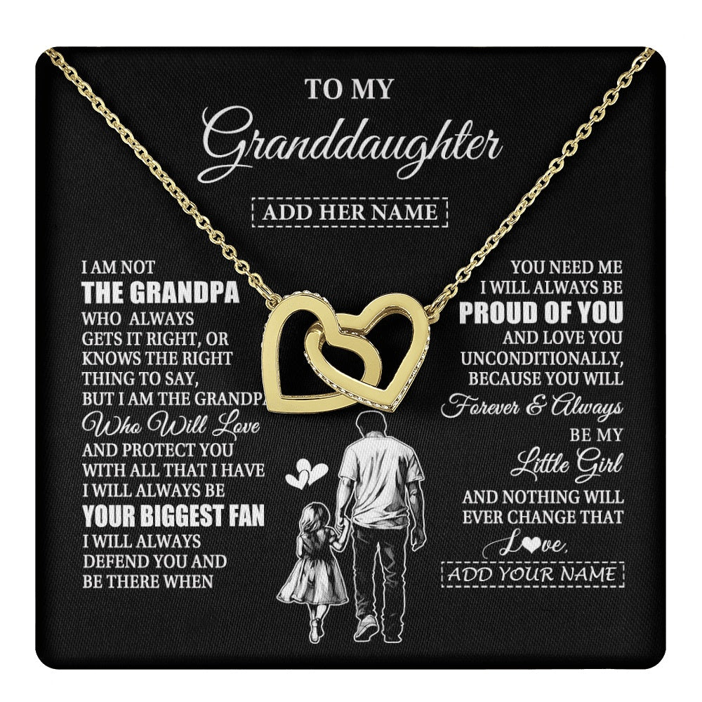 Interlocking Hearts Necklace 18K Yellow Gold Finish | 1 | Personalized To My Granddaughter Necklace From Grandpa Biggest Fan Birthday Gifts For Granddaughter From Grandparents Christmas Custom Gift Box Message Card | teecentury.myshopify