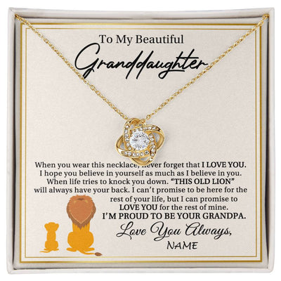 Love Knot Necklace 18K Yellow Gold Finish | 1 | Personalized To My Granddaughter Necklace From Grandpa I'M Proud To Be Your Grandpa Lion Granddaughter Birthday Christmas Customized Gift Box Message Card | teecentury