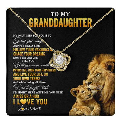 Love Knot Necklace 18K Yellow Gold Finish | 1 | Personalized To My Granddaughter Necklace From Grandpa Lion My Only Wish For You Granddaughter Birthday Graduation Christmas Customized Gift Box Message Card | teecentury