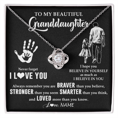 Love Knot Necklace 14K White Gold Finish | 1 | Personalized To My Granddaughter Necklace From Grandpa Never Forget I Love You Birthday Gifts Christmas New Year Graduation Customized Gift Box Message Card | teecentury