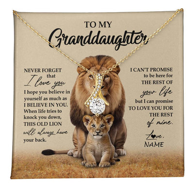 Alluring Beauty Necklace 18K Yellow Gold Finish | 1 | Personalized To My Granddaughter Necklace From Grandpa Papa Lion Never Forget That I Love You Granddaughter Jewelry Birthday Christmas Customized Message Card | teecentury