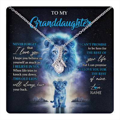 Alluring Beauty Necklace 14K White Gold Finish | 1 | Personalized To My Granddaughter Necklace From Grandpa Papa Never Forget I Love You Lion Granddaughter Jewelry Birthday Christmas Customized Message Card | teecentury