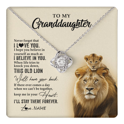 Love Knot Necklace 14K White Gold Finish | 1 | Personalized To My Granddaughter Necklace From Grandpa Papa This Old Lion Never Forget I Love You Jewelry Birthday Christmas Customized Gift Box Message Card | teecentury