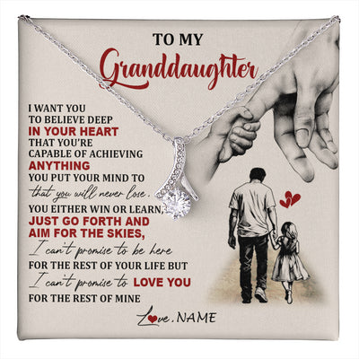 Alluring Beauty Necklace 14K White Gold Finish | 1 | Personalized To My Granddaughter Necklace From Grandpa Promise To Love You Granddaughter Birthday Graduation Christmas Customized Gift Box Message Card | teecentury