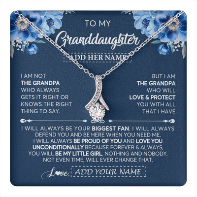 Alluring Beauty Necklace 14K White Gold Finish | 1 | Personalized To My Granddaughter Necklace From Grandpa Proud Of You Birthday Gifts For Granddaughter Jewelry Gifts Christmas Custom Gift Box Message Card | https://teecentury.