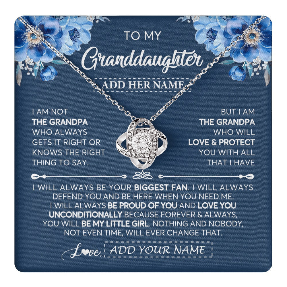 Love Knot Necklace 14K White Gold Finish | 1 | Personalized To My Granddaughter Necklace From Grandpa Proud Of You Birthday Gifts For Granddaughter Jewelry Gifts Christmas Custom Gift Box Message Card | https://teecentury.