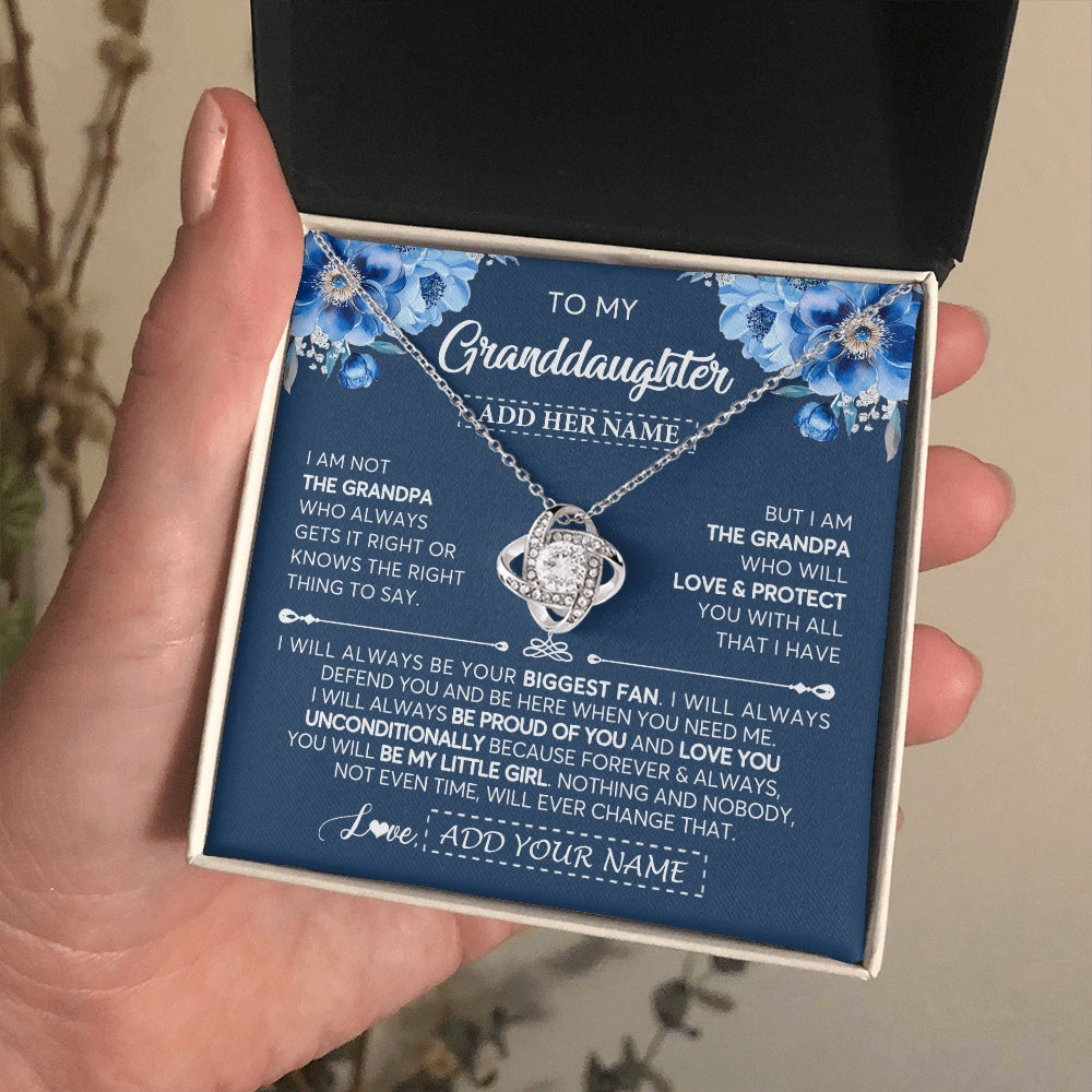 Love Knot Necklace 14K White Gold Finish | 2 | Personalized To My Granddaughter Necklace From Grandpa Proud Of You Birthday Gifts For Granddaughter Jewelry Gifts Christmas Custom Gift Box Message Card | https://teecentury.