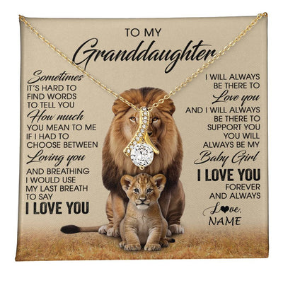 Alluring Beauty Necklace 18K Yellow Gold Finish | 1 | Personalized To My Granddaughter Necklace From Grandpa Sometimes It's Hard Lion Granddaughter Gift Birthday Jewelry Christmas Customized Gift Box Message Card | teecentury