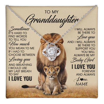 Love Knot Necklace 14K White Gold Finish | 1 | Personalized To My Granddaughter Necklace From Grandpa Sometimes It's Hard Lion Granddaughter Gift Birthday Jewelry Christmas Customized Gift Box Message Card | teecentury