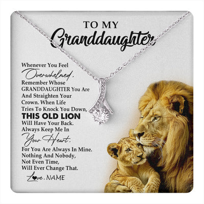 Alluring Beauty Necklace 14K White Gold Finish | 1 | Personalized To My Granddaughter Necklace From Grandpa Whenever You Fell Overwhelmed Lion Granddaughter Birthday Christmas Customized Gift Box Message Card | teecentury