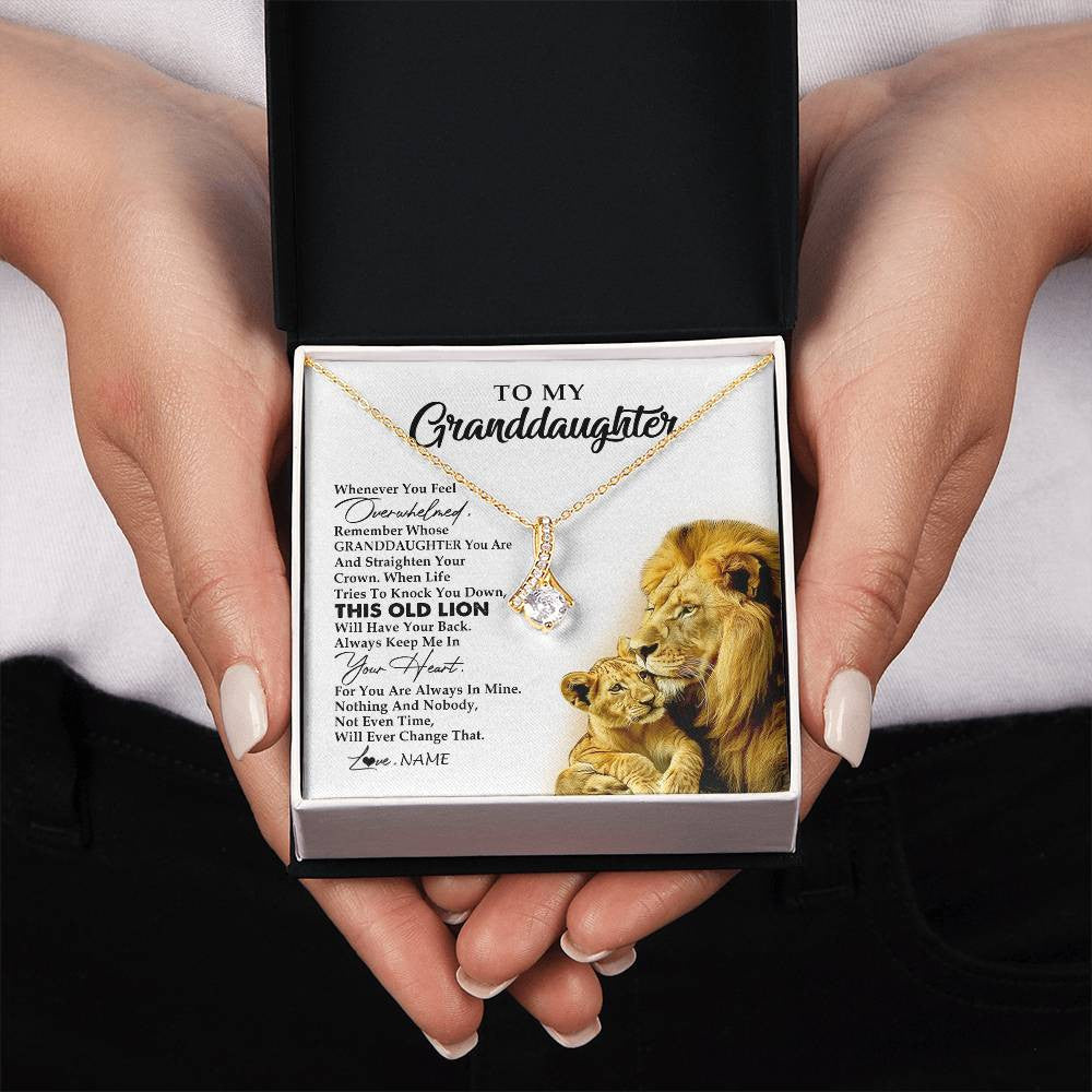 Alluring Beauty Necklace 18K Yellow Gold Finish | 2 | Personalized To My Granddaughter Necklace From Grandpa Whenever You Fell Overwhelmed Lion Granddaughter Birthday Christmas Customized Gift Box Message Card | teecentury