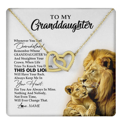 Interlocking Hearts Necklace 18K Yellow Gold Finish | 1 | Personalized To My Granddaughter Necklace From Grandpa Whenever You Fell Overwhelmed Lion Granddaughter Birthday Christmas Customized Gift Box Message Card | teecentury