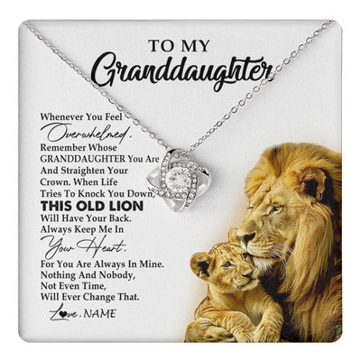 Love Knot Necklace 14K White Gold Finish | 1 | Personalized To My Granddaughter Necklace From Grandpa Whenever You Fell Overwhelmed Lion Granddaughter Birthday Christmas Customized Gift Box Message Card | teecentury