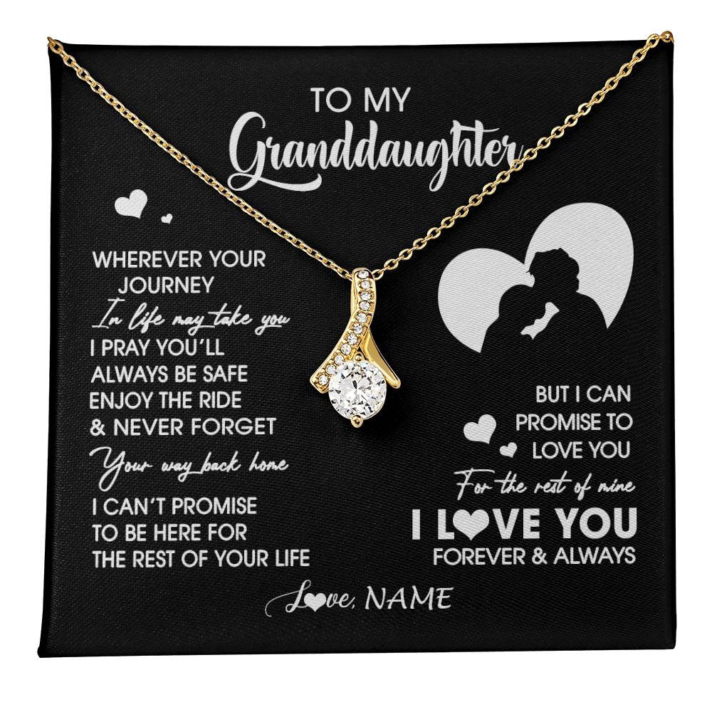 Alluring Beauty Necklace 18K Yellow Gold Finish | 1 | Personalized To My Granddaughter Necklace From Grandpa Wherever Your Journey Granddaughter Birthday Gifts Graduation Christmas Customized Gift Box Message Card | teecentury