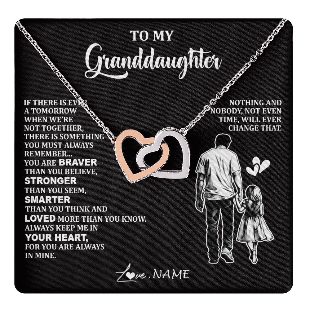 Interlocking Hearts Necklace Stainless Steel & Rose Gold Finish | 1 | Personalized To My Granddaughter Necklace From Grandpa You Are Always In Mine Beautiful Granddaughter Birthday Graduation Christmas With Gift Box Message Card | teecentury
