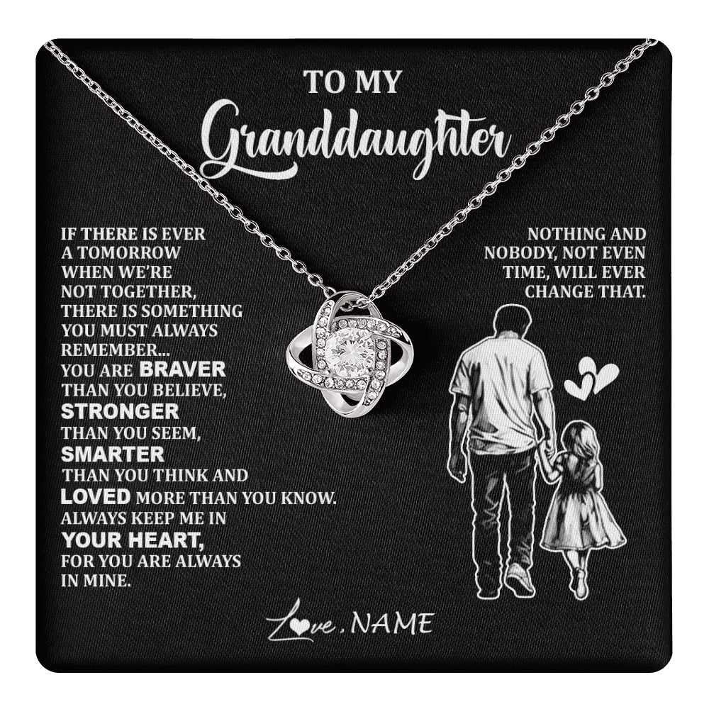 Love Knot Necklace 14K White Gold Finish | 1 | Personalized To My Granddaughter Necklace From Grandpa You Are Always In Mine Beautiful Granddaughter Birthday Graduation Christmas With Gift Box Message Card | teecentury