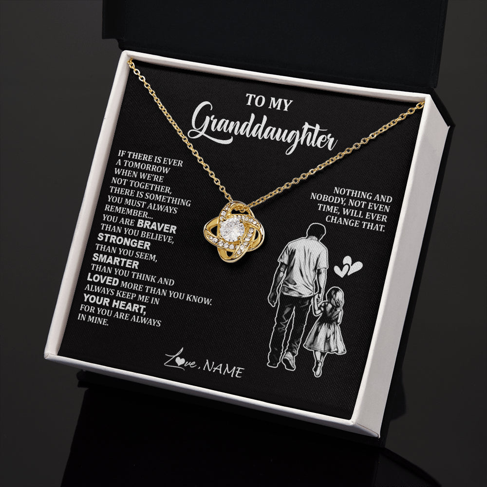 Love Knot Necklace 18K Yellow Gold Finish | 2 | Personalized To My Granddaughter Necklace From Grandpa You Are Always In Mine Beautiful Granddaughter Birthday Graduation Christmas With Gift Box Message Card | teecentury