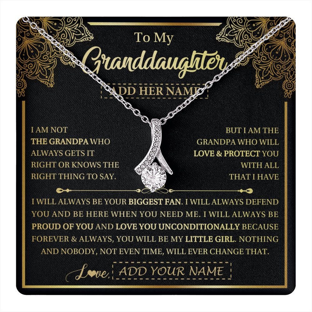 Alluring Beauty Necklace 14K White Gold Finish | 1 | Personalized To My Granddaughter Necklace From Grandpa Your Biggest Fan Birthday Gifts For Granddaughter Gifts Christmas Jewelry Custom Gift Box Message Card | teecentury.myshopify